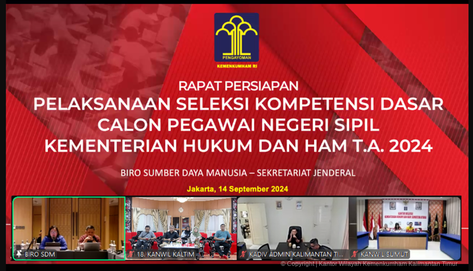 Ikuti Rapat Persiapan Pelaksanaan, Kanwil Kemenkumaham Kaltim Siap Laksanakan Tes SKD CPNS Kemenkumham TA 2024